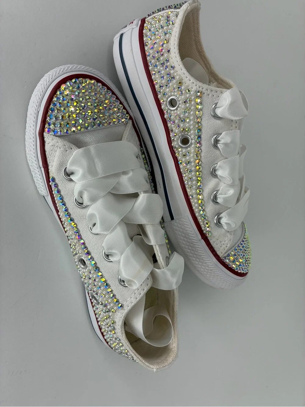 Converse White Crystal-Embellished Kids Sneakers